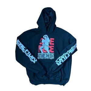 One Piece Black Hoodie Anime Luffy Graphic Pullover Sweatshirt Unisex Fit Cotton